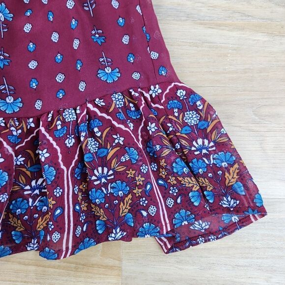 🍑AUW Burgundy Floral Estilo 3/4 Sleeve Dress XLarge - Picture 9 of 12
